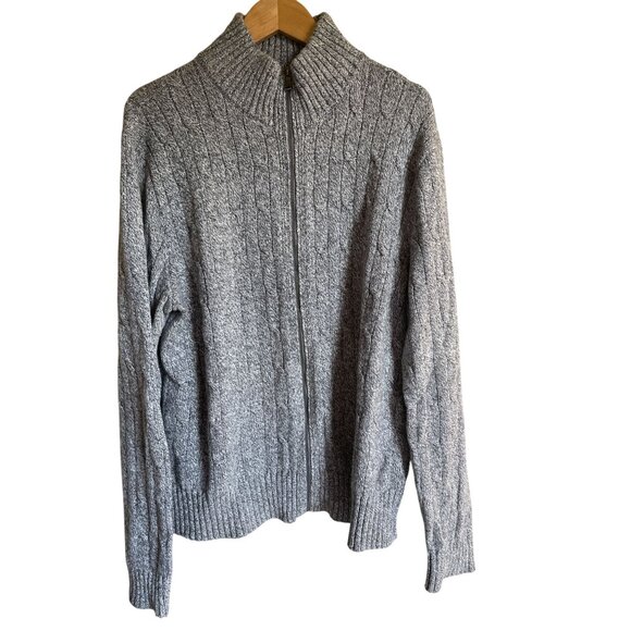 Banana Republic Factory Gray Mock Neck Full Zip Cardigan Sweater Size Large Wool - Picture 3 of 9